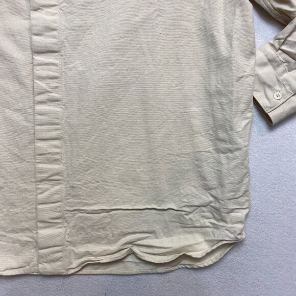Zara Shirt Mens L Beige Long Sleeve Canvas Button Up - Picture 3 of 11